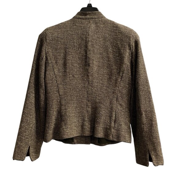 Doncaster Jacket Womans 10 Brown Woven Silk Tweed Blazer Cropped  Dark Academia - Picture 2 of 13